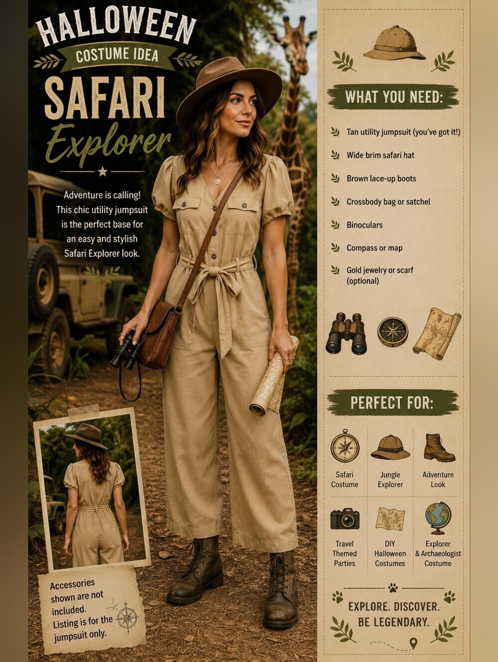 AVA & VIV NWOT Tan Utility Jumpsuit Wide Leg Tie Waist Puff Sleeve X (14W)